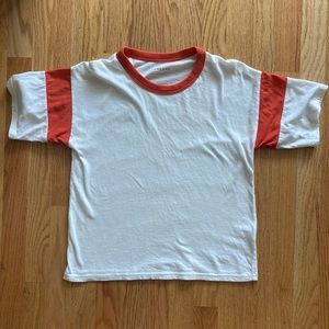 Everlane Varsity Tee Shirt White/Red Size Small